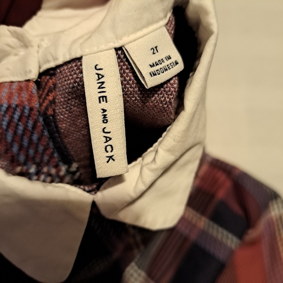 Janie and Jack girls size 2T plaid dress, has fabric defect on back, no hole - Picture 5 of 8